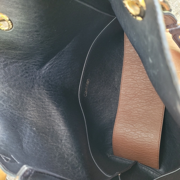 Calvin Klein Reversible Tote With Pouch, Faux Leather Black Brown, Shoulder Bag - Picture 12 of 12